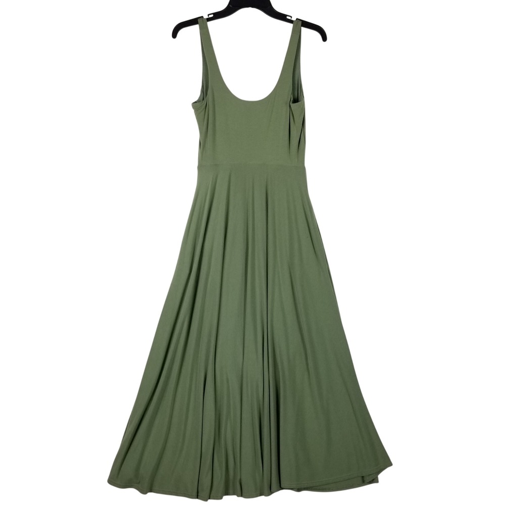 Athleta Maxi Dress Womens Small Tall Green Modal Blend Scoop Neck Fit and Flare